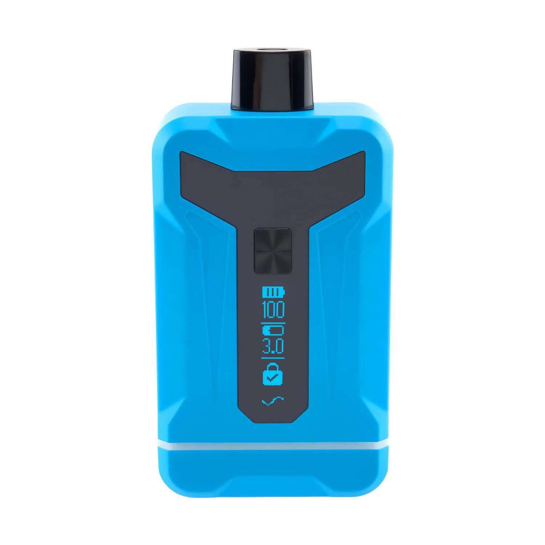 Ooze Duet 510 Battery in blue with digital display and airflow controls for dual cartridge use.