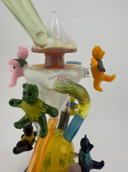 Mank Glass Grateful Dead Dancing Bears Multi Colored recycler 10mm 90°