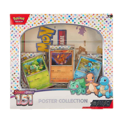Pokémon TCG Scarlet & Violet 151 Poster Collection - Bulbasaur, Charmander & Squirtle | 3 Booster Packs