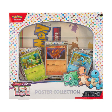 Pokémon TCG Scarlet & Violet 151 Poster Collection - Bulbasaur, Charmander & Squirtle | 3 Booster Packs