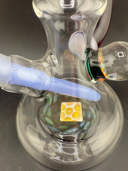 Brando Glass Mini beaker - Purple Horn & Rainbow Filla Millie w/ Teal Downstem 10mm 45°