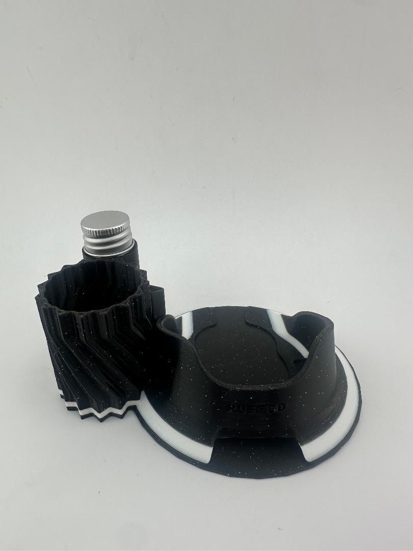 Puffco Peak Pro ISO Base Station, black organizer for cleaning essentials with isopropyl alcohol bottle holder.