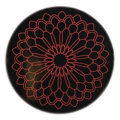 Bear Quartz Grip Mats - Small 4.5 inch with intricate red floral design on black background.