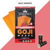 King Palm strawberry goji wraps with 4 model X tips, featuring vibrant packaging and slow-burning quality.