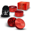 STR8 Rypr 55mm 2pc herb grinder, red aluminum design with carrying pouch for efficient herb grinding.