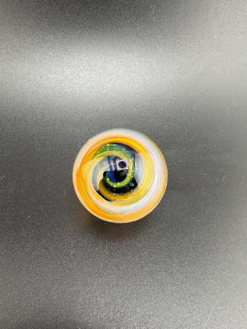 Doc Glass Fumed Marble 1" Marble - Handcrafted glass art displaying mesmerizing colors and intricate patterns.