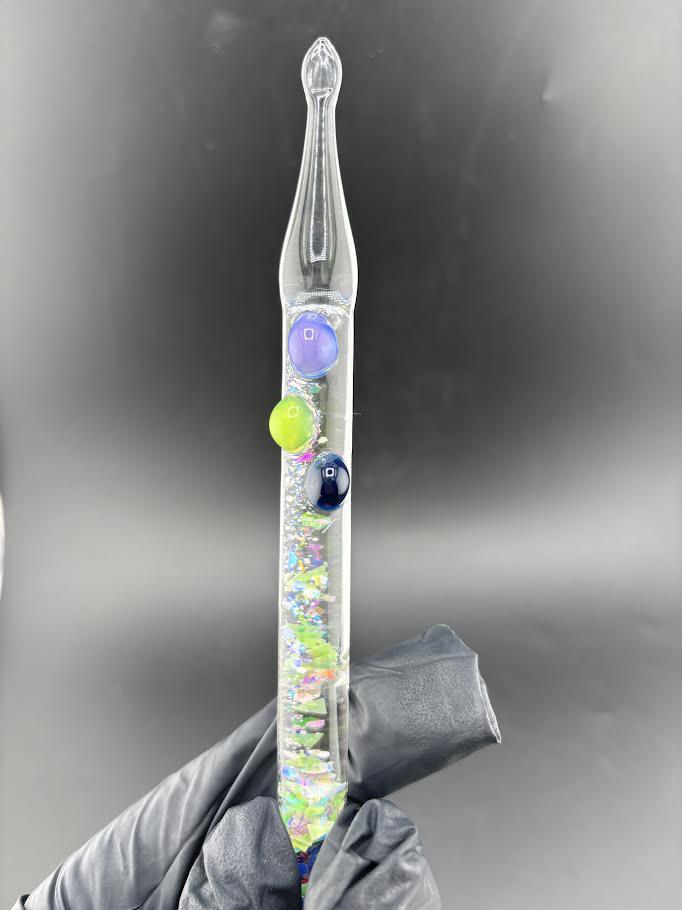 Dollhouse Glass Glitter Dab Tool with shimmering glitter designs and colored glass accents.