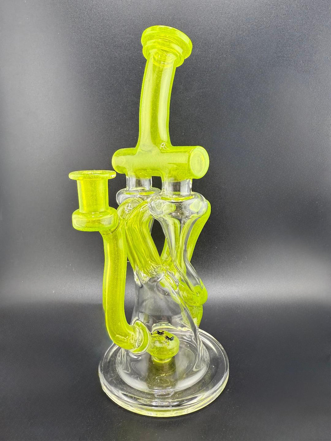Domer Glass Double Recycler Green 10mm 90° with vibrant green color and dual recycling system.