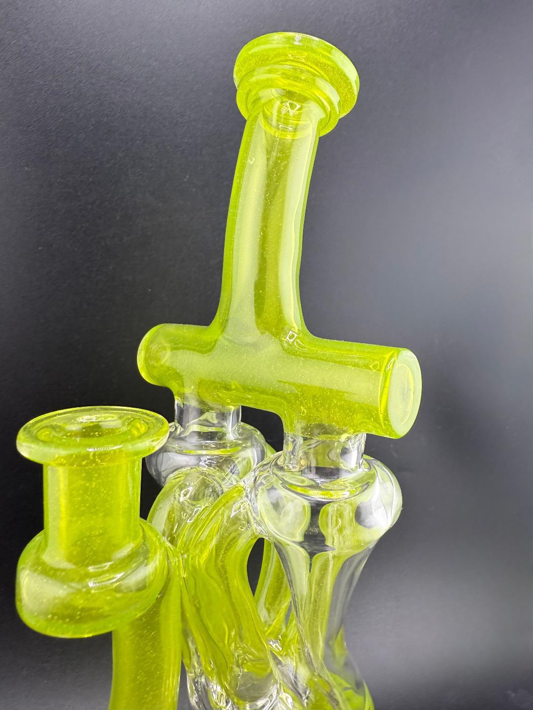 Domer Glass Double Recycler Green 10mm 90° with sleek design and dual recycling system at Nikk Drips.