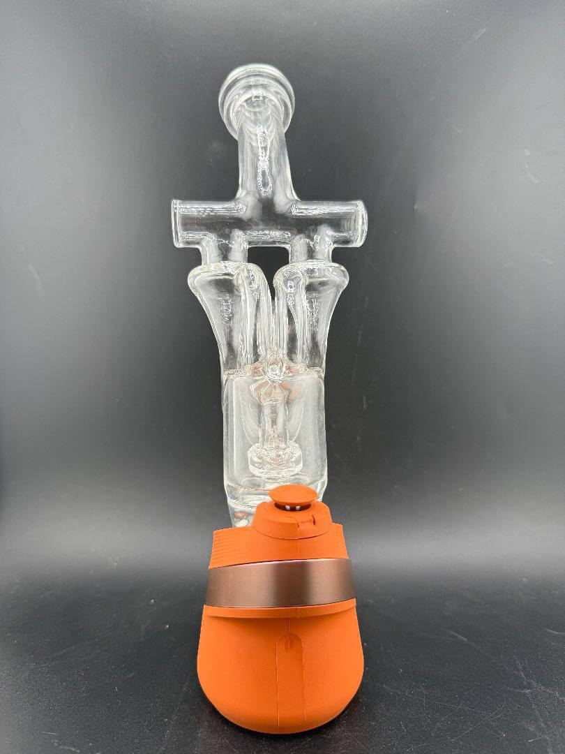 Domer Glass Puffco Peak Glass Attatchment - Double recycler on a Puffco device for smooth water filtration.