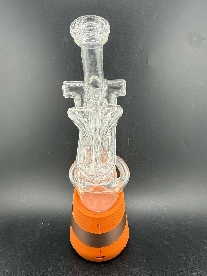 Domer Glass Puffco Peak Glass Attachment - Quad Recycler w/ Bubble Dumper & 10mm 90° on Puffco Peak base.