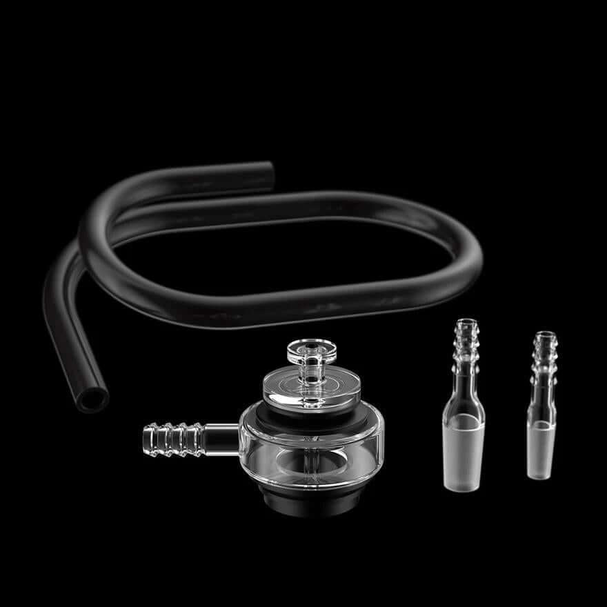 Dr. Dabber Boost Evo TDE whip attachment components including glass piece and tubes for dabbing.