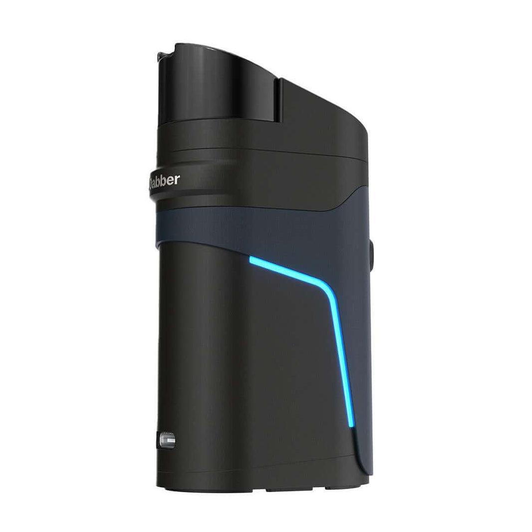 Dr Dabber Ghost - Mobile Vaporizer (Coming Soon) side view with blue LED light and sleek black design.
