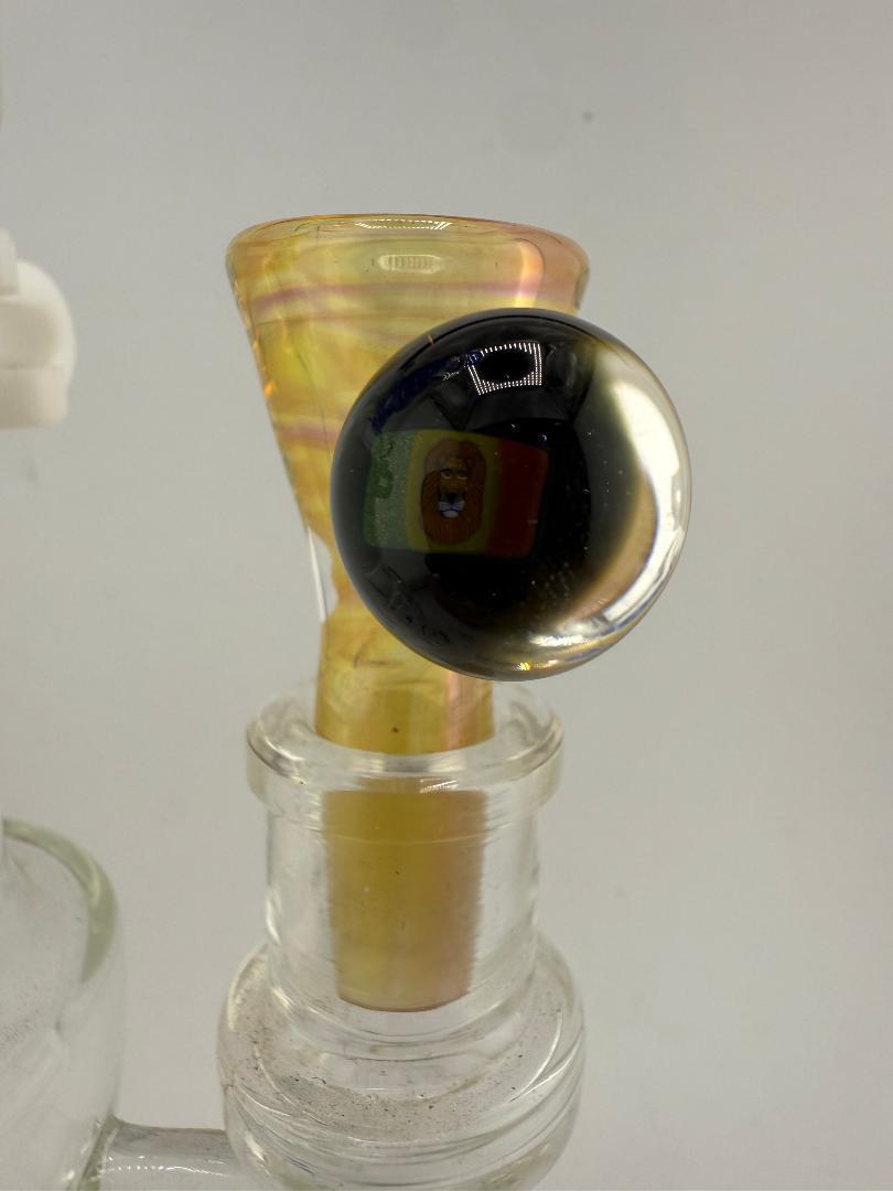 Lylo Glass Fumed 14mm Bowl handcrafted from borosilicate glass with iridescent finish, showcasing vibrant color shifts.