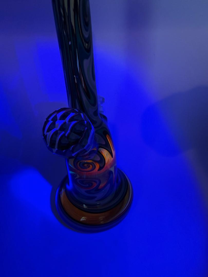 Highgrade Glass Heady Grommet Mini Tube 10mm 45° Teal Green UV