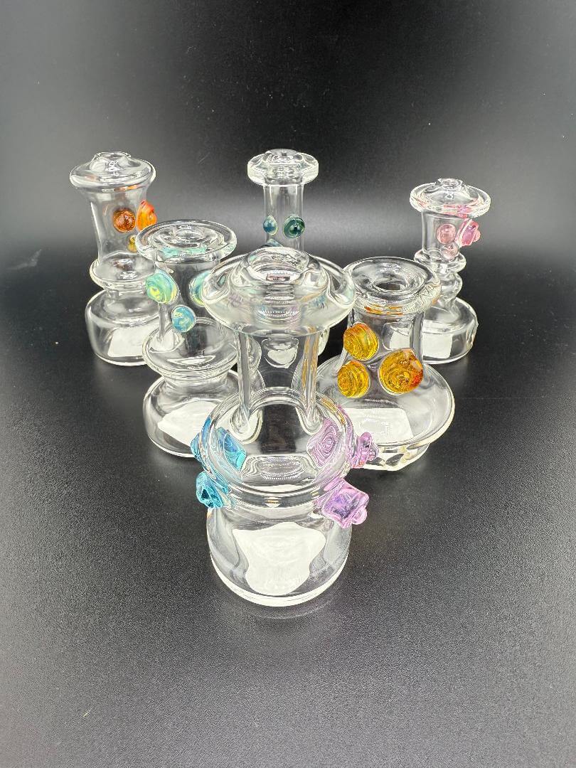 Brando Glass Carta Glass Replacement Dry Top set featuring colorful accents for enhanced vapor filtration.