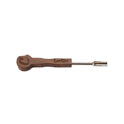 Cookies Wax Dab Tool with wooden handle and stainless steel tip for precise dabbing of concentrates.