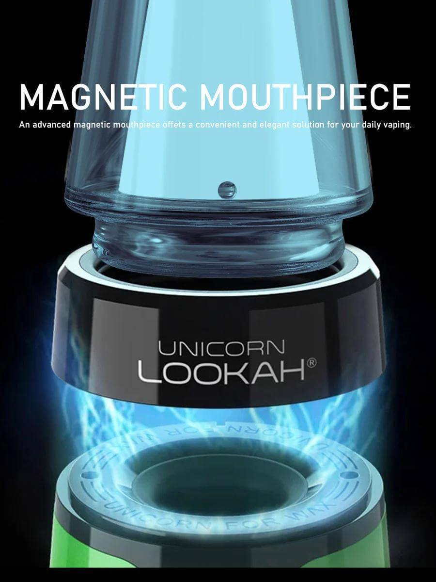 LOOKAH Unicorn 2.0 portable e-rig featuring magnetic mouthpiece for enhanced vaping convenience and efficiency.