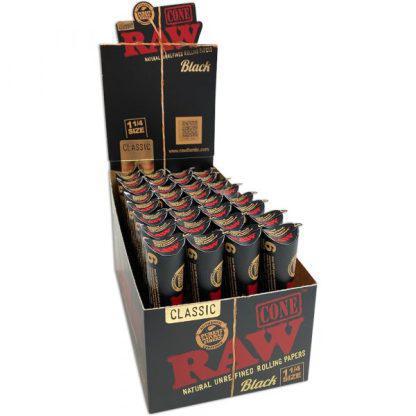 RAW Rolling Papers Black 1 1/4 Cones 6pc