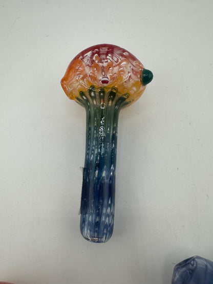Filla John Glass Hand Pipe - Rainbow Wrap And Rake