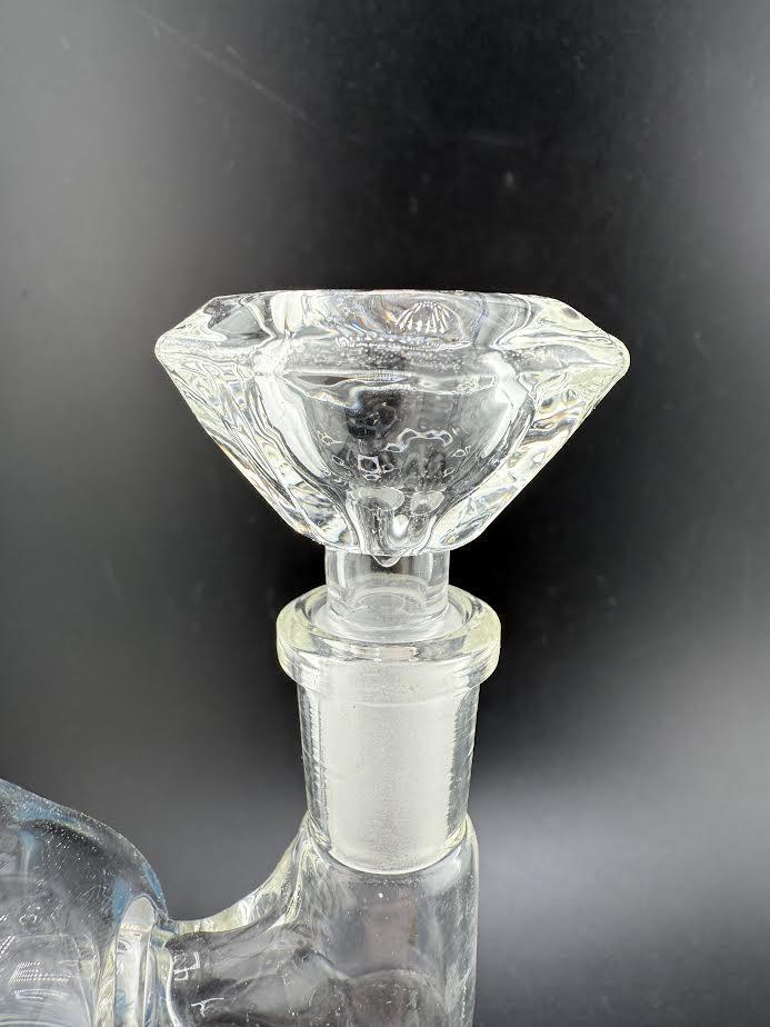 14mm diamond cut bowl featuring intricate design and clear glass craftsmanship for premium smoking experience.