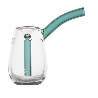 MJ Arsenal Flower Bubbler - Bulb, a compact borosilicate glass mini bubbler with portable design.