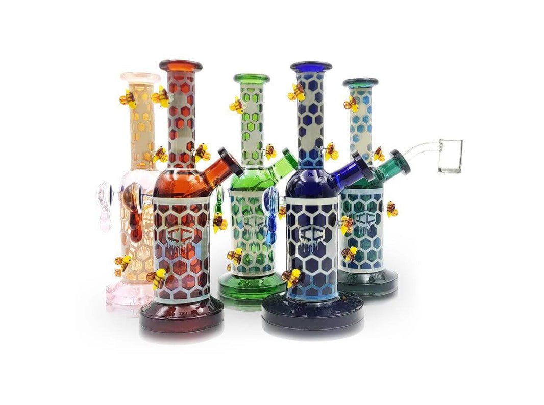 IC Glass Fumed Honeycomb Rig with Honeybees
