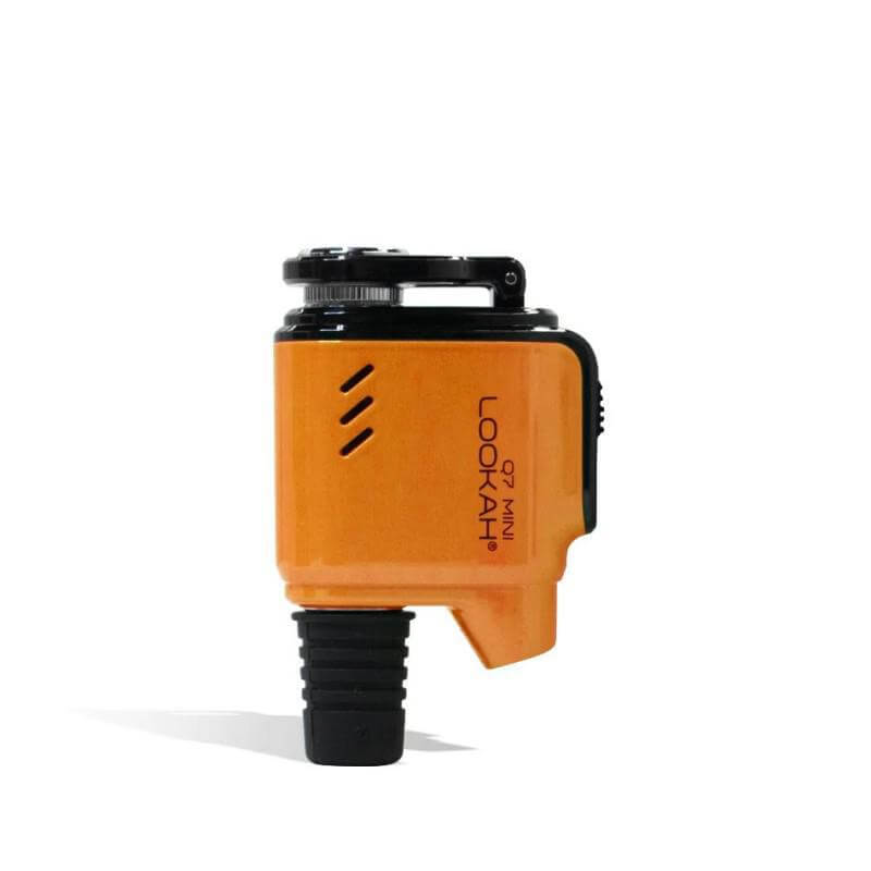 LOOKAH Q7 Mini E-Nail in vibrant orange color, compact design for easy portability and compatibility with 14 to 18mm joints.
