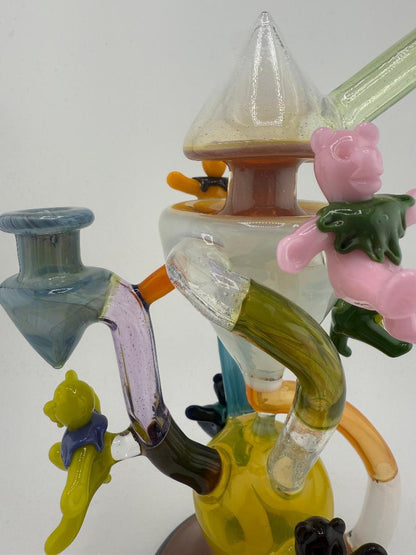 Mank Glass Grateful Dead Dancing Bears Multi Colored recycler 10mm 90°
