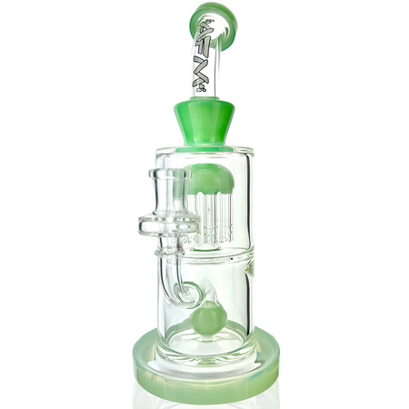 AFM Glass 10" Astor Double Perc Dab Rig M006 14mm 90° with dual percolators for smooth filtration and hits.