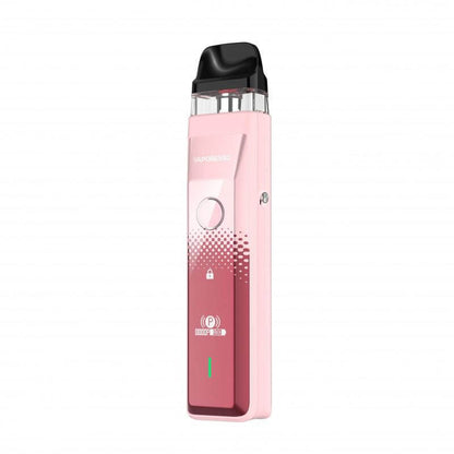 Vaporesso XROS Pro pod device in pink, featuring adjustable power, AXON mode, and sleek design.