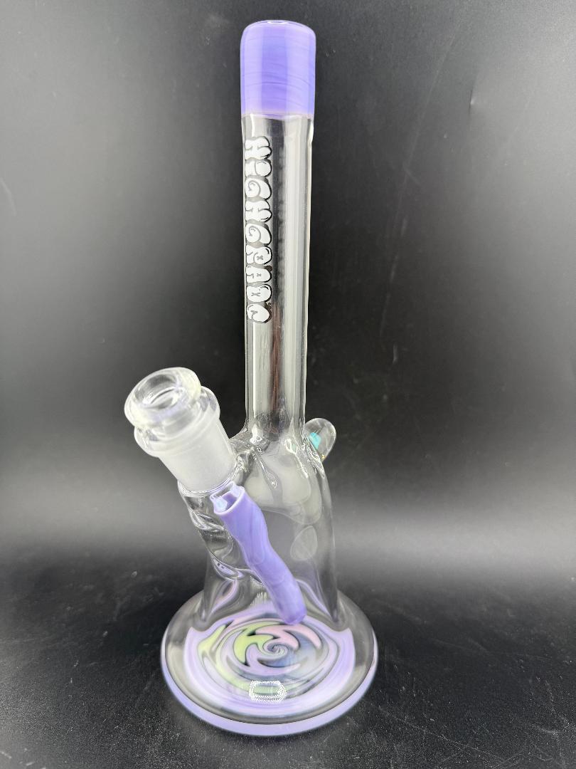 Highgrade Glass Mini Beaker - Color Accented Lip Wrap & Downstem w/ Wig Wag Reversal Bottom 10mm 45°
