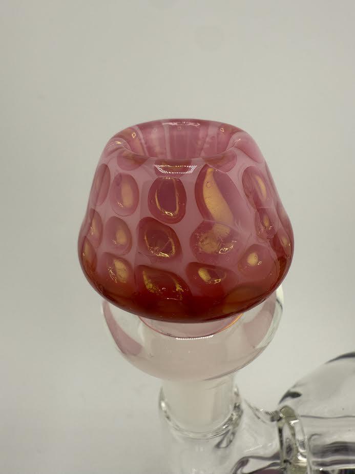 Honeycomb 14mm bowl piece in pink glass with a textured design, perfect for enhancing your smoking experience.