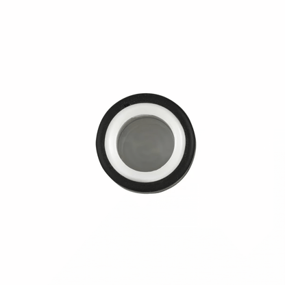 Top view of a black and white vaporizer attachment, designed for dabbing with a sleek, modern look.