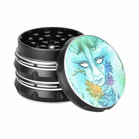 Sean Dietrich 4-Piece Grinder 2.25" with artistic design, ideal for efficient herb grinding and portability.