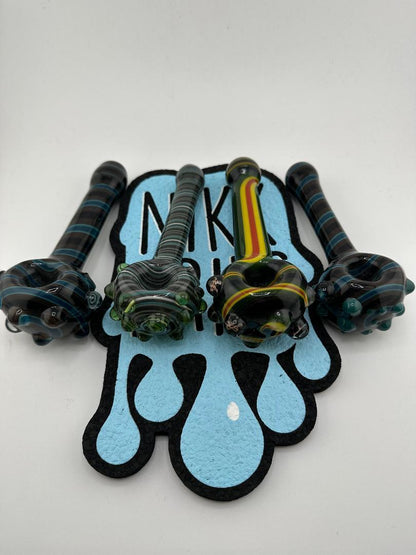 Filla John Glass Hand Pipe - Fully Worked with Tactile Dots