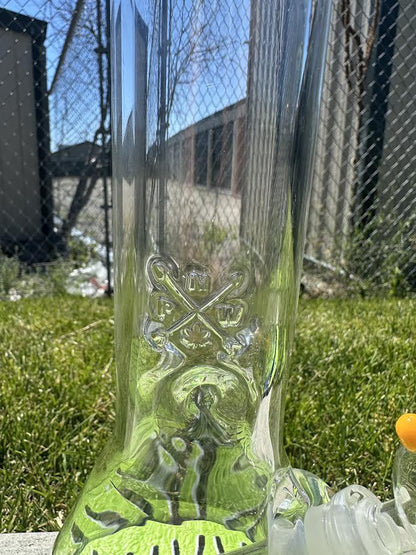 MJHoG 15" Flower Beaker - Orange Mushroom