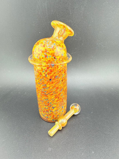 Paulson Pieces Dr. Dabber Switch 2 Replacement Glass & Cap in orange confetti design, handcrafted in Spokane, WA.