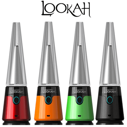 LOOKAH Unicorn 2.0 Portable E-Rig in four vibrant colors: silver, red, green, and black.