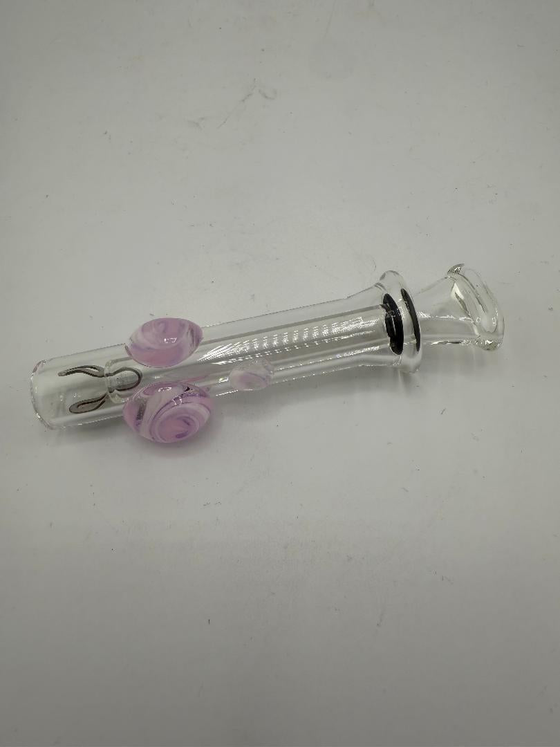 Home Blown Glass Color Accented Slider – Magnum with purple accents, handcrafted from durable borosilicate glass.