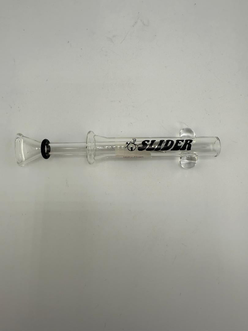 Home Blown Glass Naked Slider in clear glass, minimalist design for smooth sessions, available in Blunt and Magnum sizes.