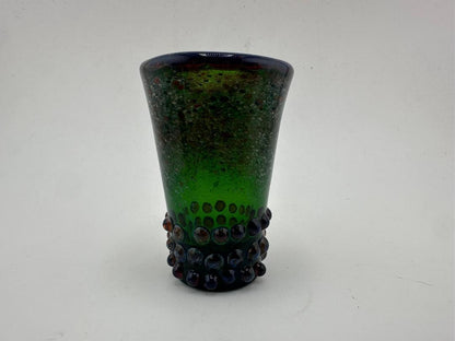 Paulson Pieces Green Shot Glass with Tactile Dots – Handcrafted Glass Art
