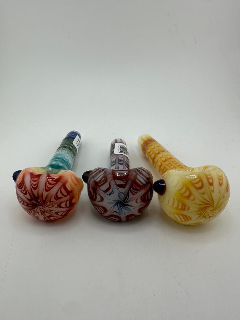 Filla John Glass Dry Pipe - Wrap And Rake Color Over White Base