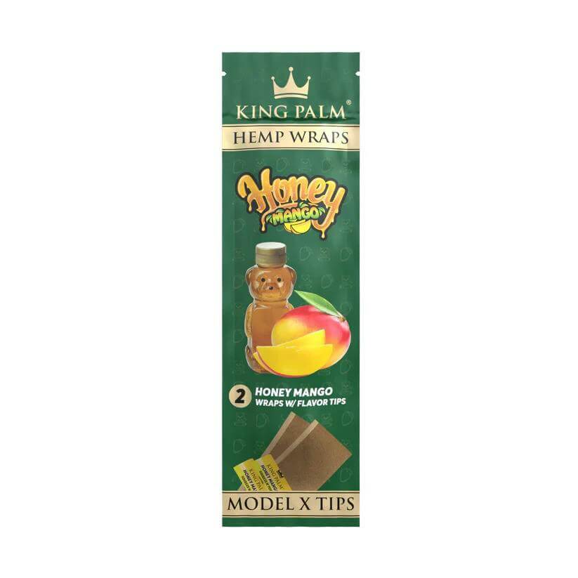 King Palm Hemp Wraps Honey Mango flavor, featuring Model X tips for an enhanced smoking experience.