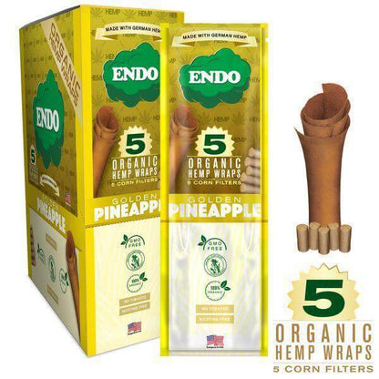 Endo Organic Hemp Wraps 5pc with Golden Pineapple flavor, made from 100% organic German hemp.