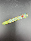 Home Blown Glass Chillum Pipe – Fumed & Twisted w/ Millie Accent featuring a twisted design and colorful millie detail.
