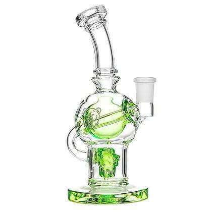 Bear Quartz dabbing rig with green accents, designed for smooth and flavorful sessions.