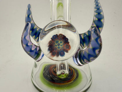 Lylo Glass Horned Mini Beaker 10mm with unique horned accents and sturdy base, handcrafted in Spokane, WA.