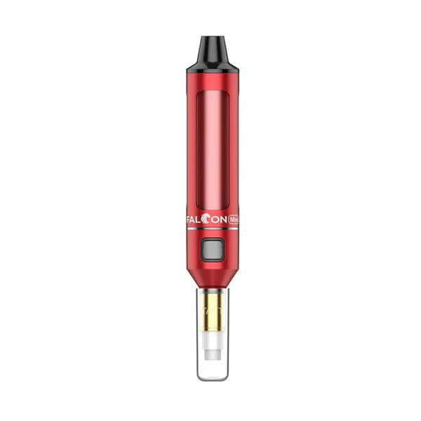 Yocan Falcon Mini Neon Glowing Vaporizer in red, compact design for on-the-go vaping, featuring magnetic atomizer.
