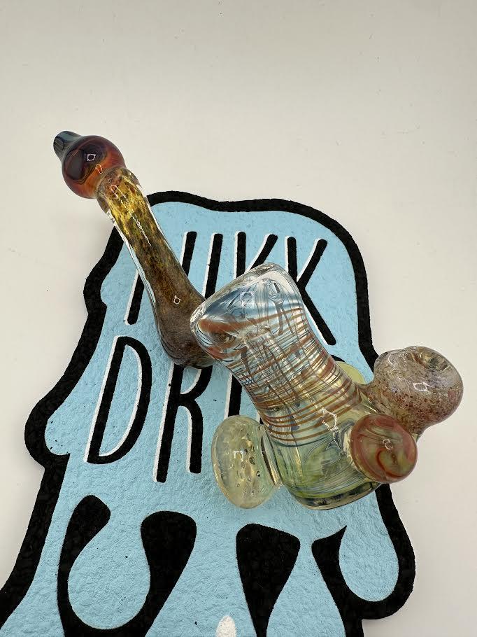 Tuck Glass Flower Bubbler- Multi Section w/ Marble Attachments